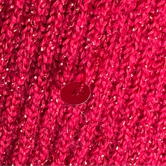Hampshirite Studio Petite Red Metallic Ribbed Knit Sweater With Sequins PL - Picture 10 of 11